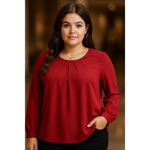 Size 22 24 3X Plus Size BloomChic Puff Sleeve Anti Wrinkle Button Blouse Top - Picture 1 of 5